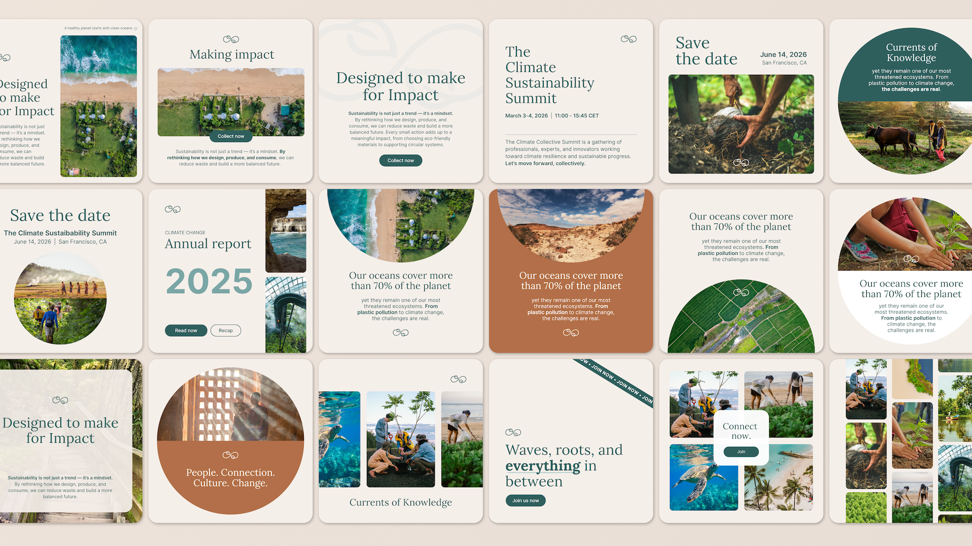 Social media Canva templates - Sustainability theme - 4 color palettes