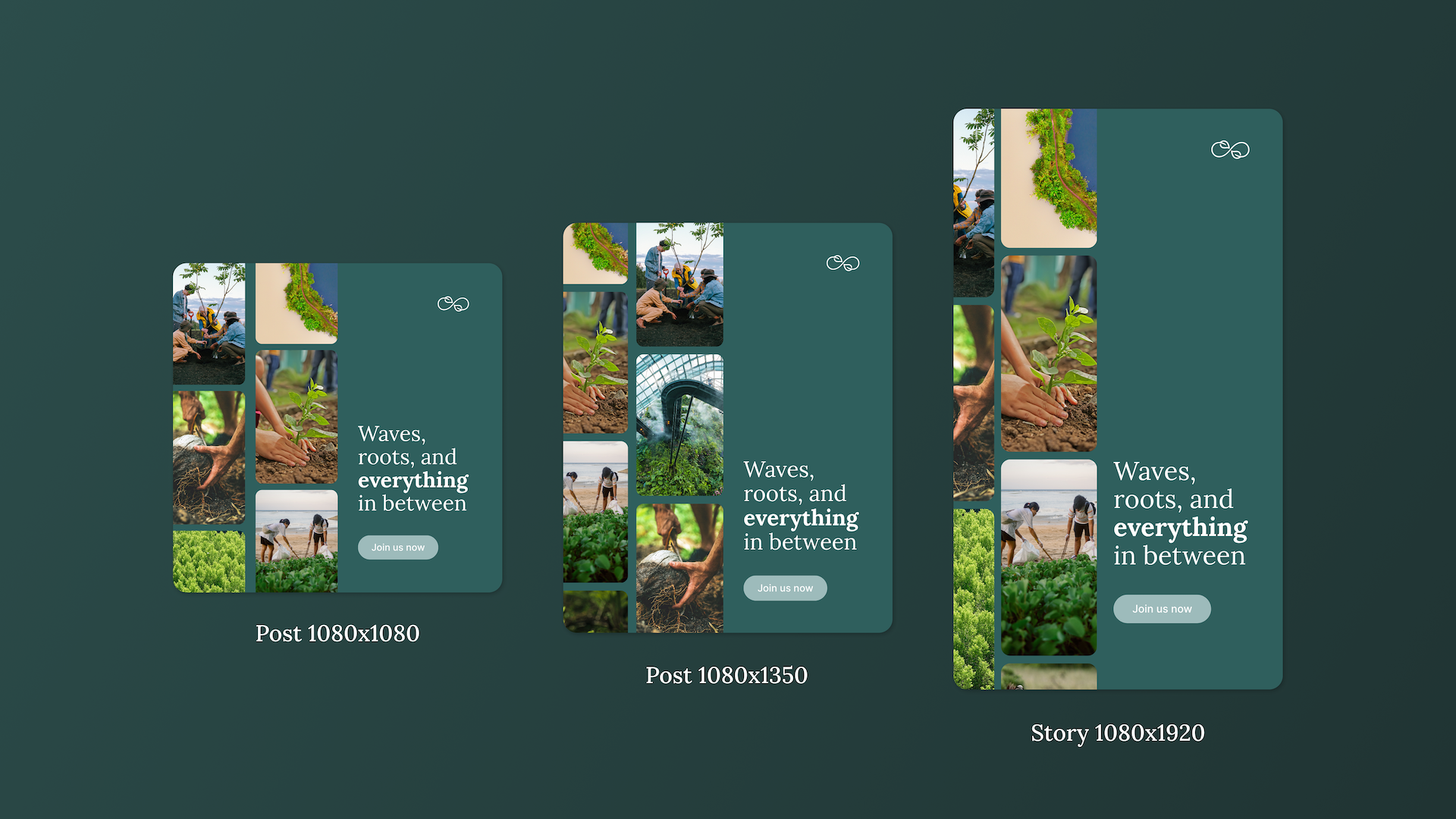 Social media Canva templates - Sustainability theme - 4 color palettes