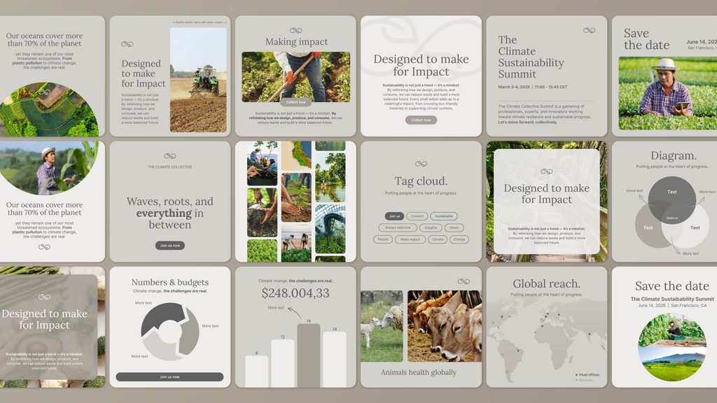 Social media Canva templates - Sustainability theme - 4 color palettes