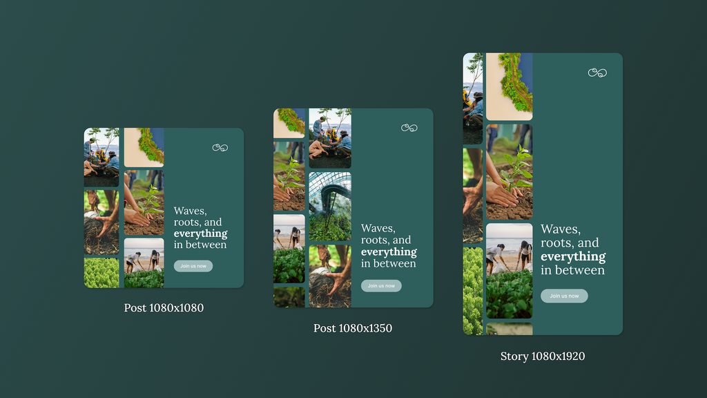 Social media Canva templates - Sustainability theme - 4 color palettes